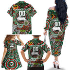 Custom NAIDOC Week 2024 Rabbitohs Family Matching Off The Shoulder Long Sleeve Dress and Hawaiian Shirt Mascot Rugby DT02