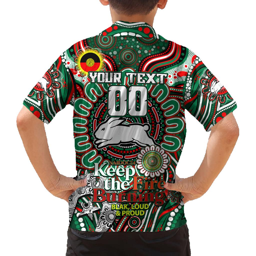 Custom NAIDOC Week 2024 Rabbitohs Family Matching Off Shoulder Maxi Dress and Hawaiian Shirt Mascot Rugby DT02
