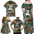Custom NAIDOC Week 2024 Rabbitohs Family Matching Off Shoulder Maxi Dress and Hawaiian Shirt Mascot Rugby DT02
