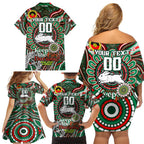 Custom NAIDOC Week 2024 Rabbitohs Family Matching Off Shoulder Short Dress and Hawaiian Shirt Mascot Rugby DT02