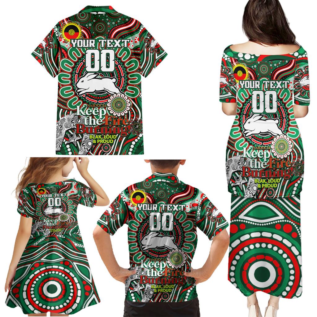 Custom NAIDOC Week 2024 Rabbitohs Family Matching Puletasi and Hawaiian Shirt Mascot Rugby DT02