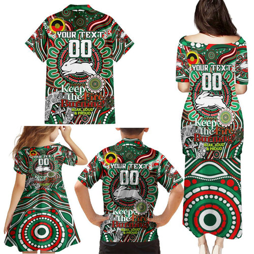 Custom NAIDOC Week 2024 Rabbitohs Family Matching Puletasi and Hawaiian Shirt Mascot Rugby DT02