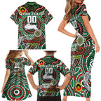 Custom NAIDOC Week 2024 Rabbitohs Family Matching Short Sleeve Bodycon Dress and Hawaiian Shirt Mascot Rugby DT02