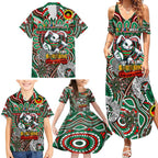 Custom NAIDOC Week 2024 Rabbitohs Family Matching Summer Maxi Dress and Hawaiian Shirt Mascot Rugby DT02