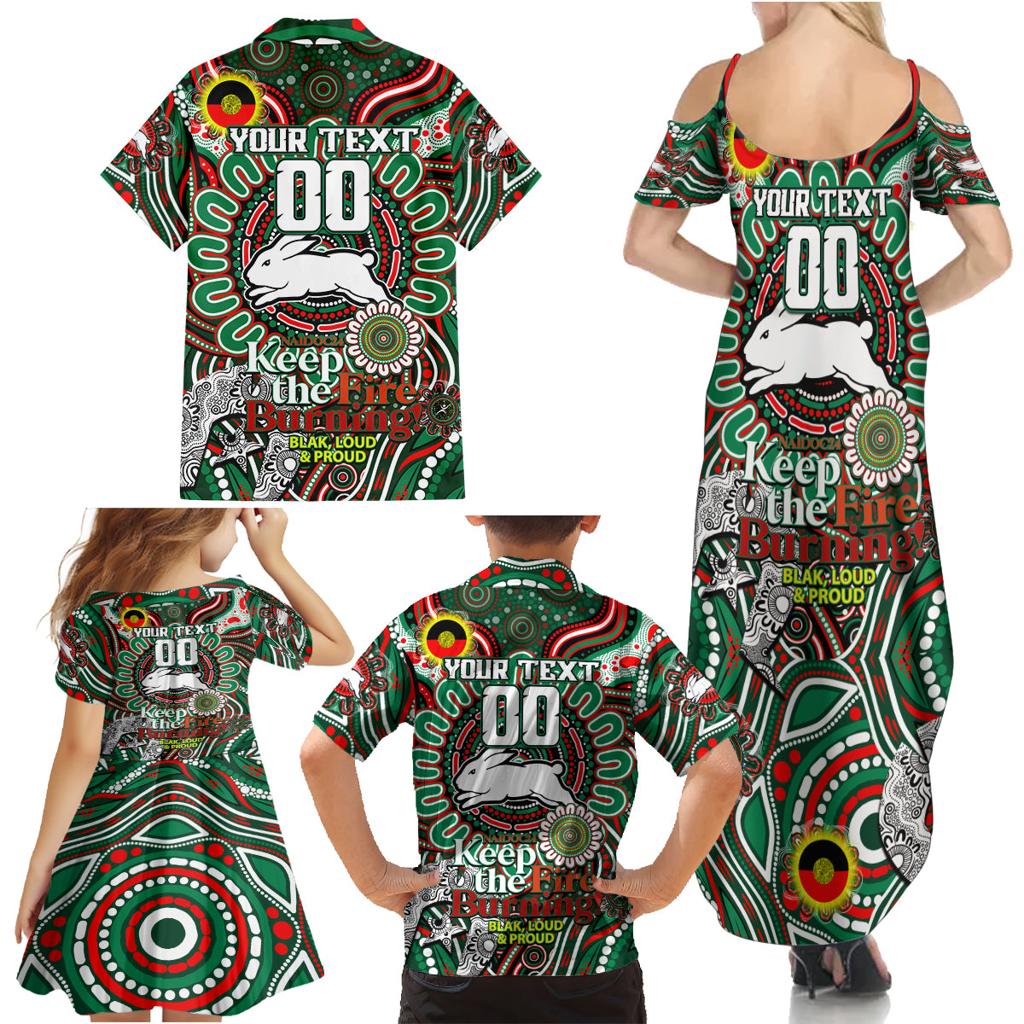 Custom NAIDOC Week 2024 Rabbitohs Family Matching Summer Maxi Dress and Hawaiian Shirt Mascot Rugby DT02