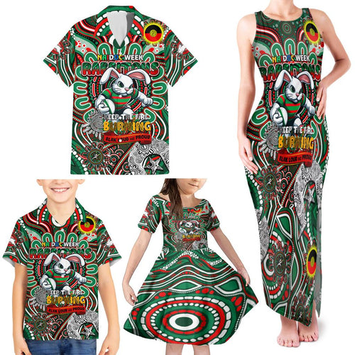 Custom NAIDOC Week 2024 Rabbitohs Family Matching Tank Maxi Dress and Hawaiian Shirt Mascot Rugby DT02