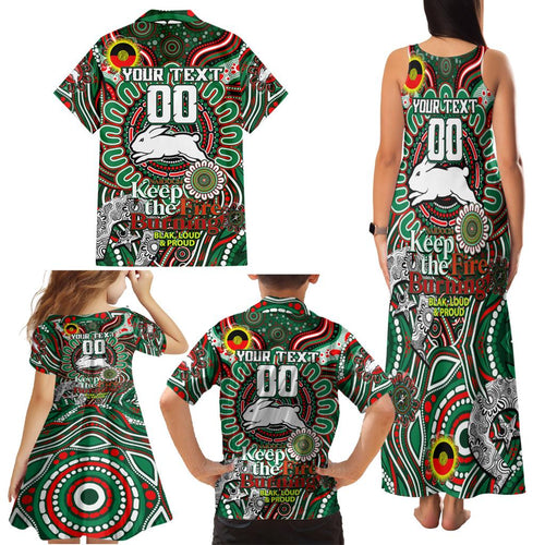 Custom NAIDOC Week 2024 Rabbitohs Family Matching Tank Maxi Dress and Hawaiian Shirt Mascot Rugby DT02