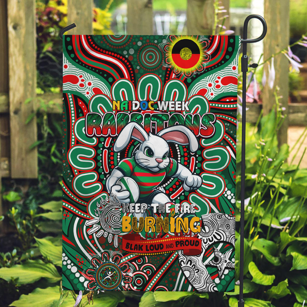 NAIDOC Week 2024 Rabbitohs Garden Flag Mascot Rugby