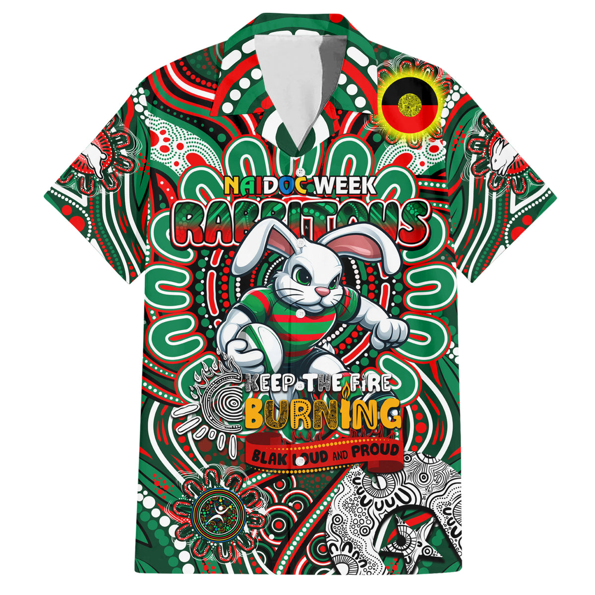 Custom NAIDOC Week 2024 Rabbitohs Hawaiian Shirt Mascot Rugby DT02