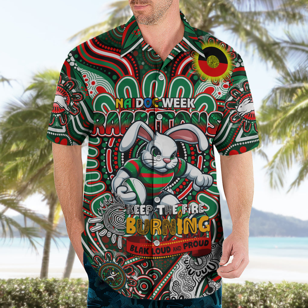 Custom NAIDOC Week 2024 Rabbitohs Hawaiian Shirt Mascot Rugby DT02