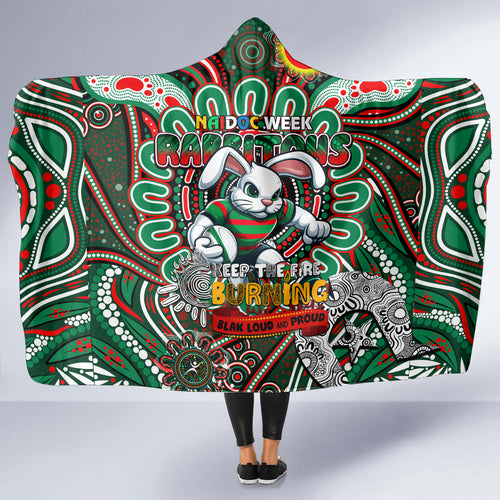 NAIDOC Week 2024 Rabbitohs Hooded Blanket Mascot Rugby