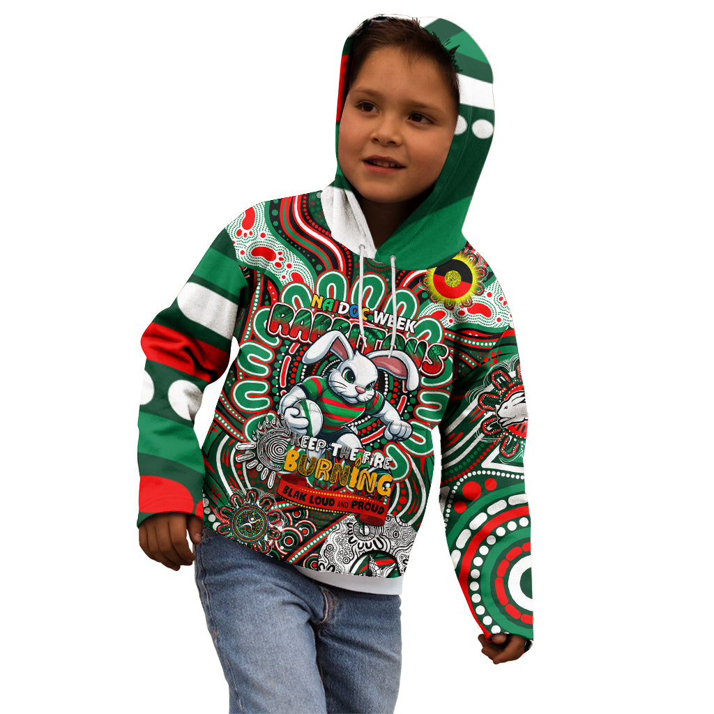 Custom NAIDOC Week 2024 Rabbitohs Kid Hoodie Mascot Rugby DT02