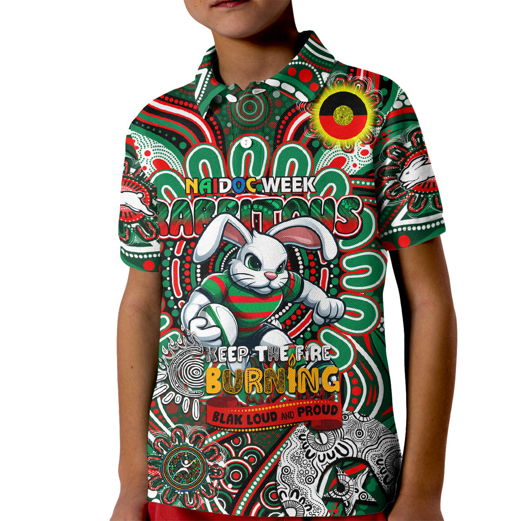 Custom NAIDOC Week 2024 Rabbitohs Kid Polo Shirt Mascot Rugby DT02