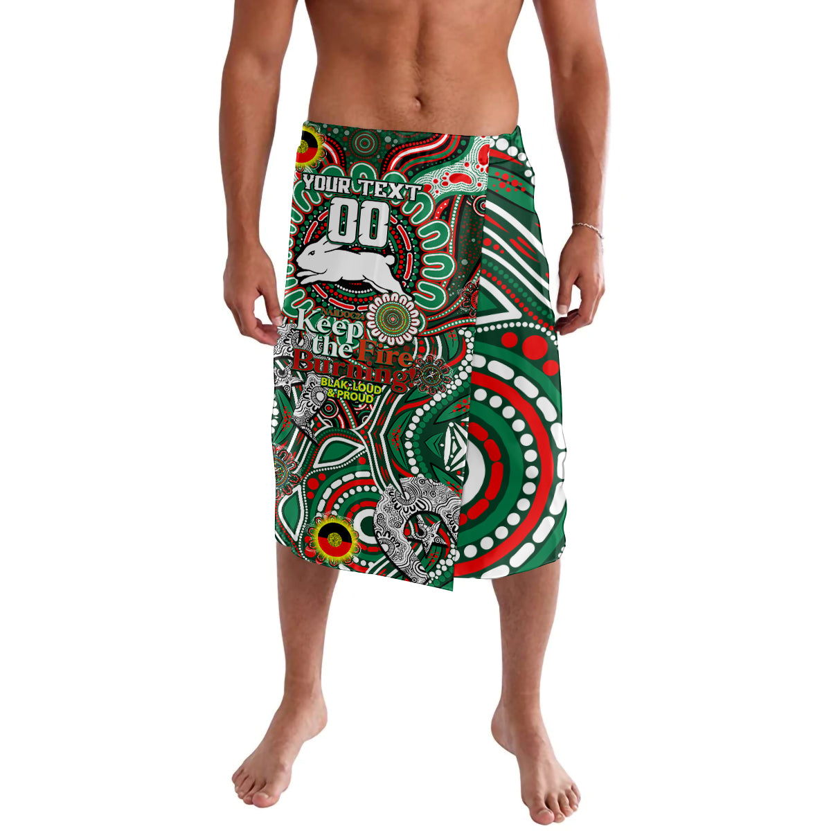 Custom NAIDOC Week 2024 Rabbitohs Lavalava Mascot Rugby DT02