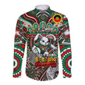 Custom NAIDOC Week 2024 Rabbitohs Long Sleeve Button Shirt Mascot Rugby DT02
