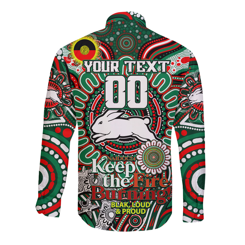 Custom NAIDOC Week 2024 Rabbitohs Long Sleeve Button Shirt Mascot Rugby DT02