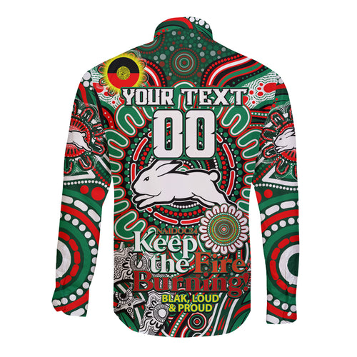 Custom NAIDOC Week 2024 Rabbitohs Long Sleeve Button Shirt Mascot Rugby DT02