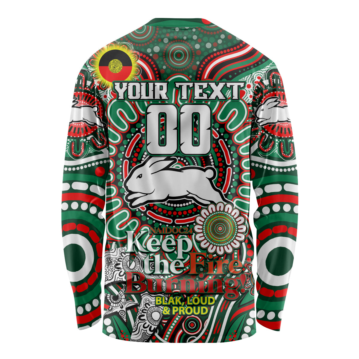 Custom NAIDOC Week 2024 Rabbitohs Long Sleeve Shirt Mascot Rugby DT02
