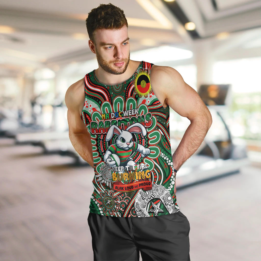 Custom NAIDOC Week 2024 Rabbitohs Men Tank Top Mascot Rugby DT02