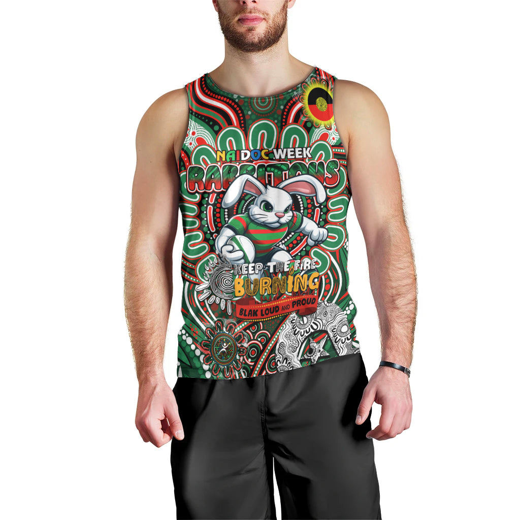 Custom NAIDOC Week 2024 Rabbitohs Men Tank Top Mascot Rugby DT02