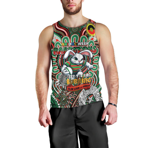 Custom NAIDOC Week 2024 Rabbitohs Men Tank Top Mascot Rugby DT02