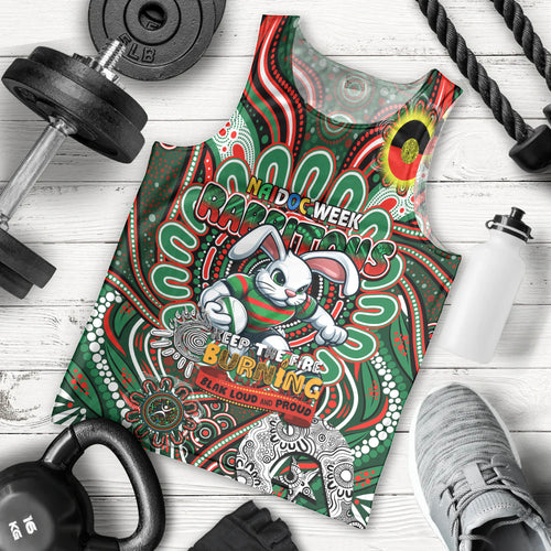 Custom NAIDOC Week 2024 Rabbitohs Men Tank Top Mascot Rugby DT02