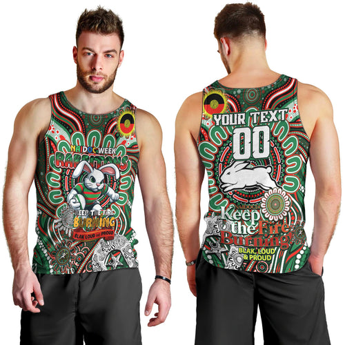 Custom NAIDOC Week 2024 Rabbitohs Men Tank Top Mascot Rugby DT02
