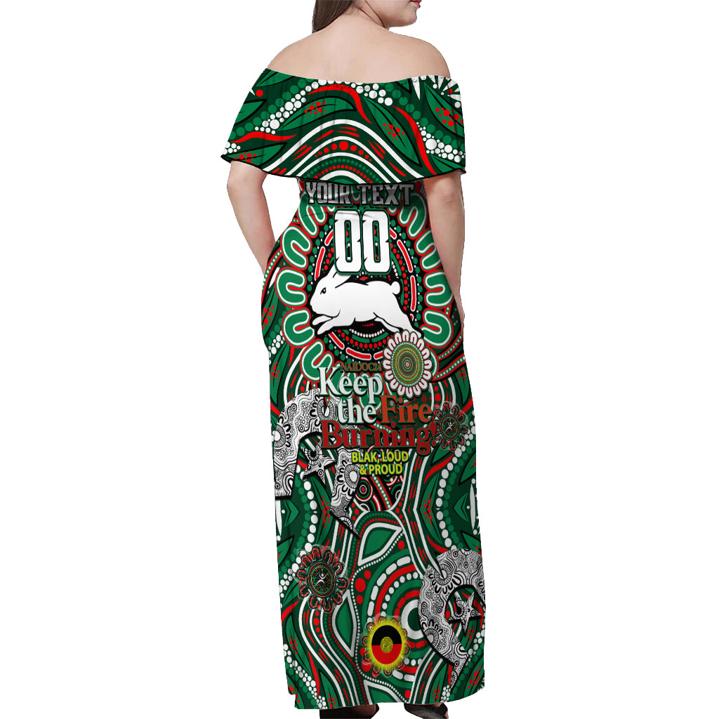 Custom NAIDOC Week 2024 Rabbitohs Off Shoulder Maxi Dress Mascot Rugby DT02