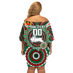 Custom NAIDOC Week 2024 Rabbitohs Off Shoulder Short Dress Mascot Rugby DT02