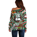 Custom NAIDOC Week 2024 Rabbitohs Off Shoulder Sweater Mascot Rugby DT02