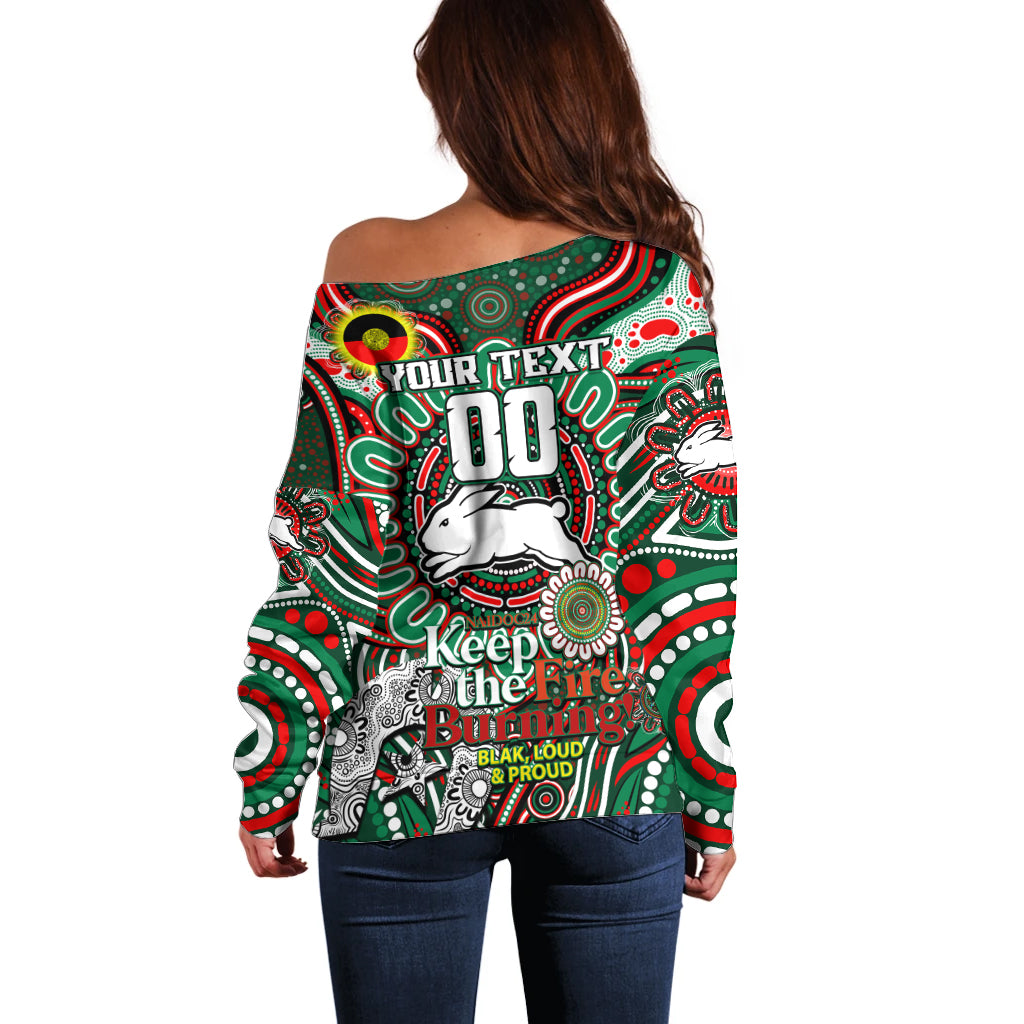 Custom NAIDOC Week 2024 Rabbitohs Off Shoulder Sweater Mascot Rugby DT02