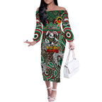 Custom NAIDOC Week 2024 Rabbitohs Off The Shoulder Long Sleeve Dress Mascot Rugby DT02