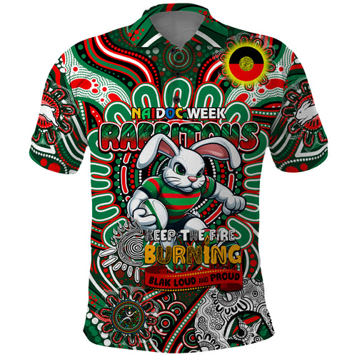 Custom NAIDOC Week 2024 Rabbitohs Polo Shirt Mascot Rugby DT02