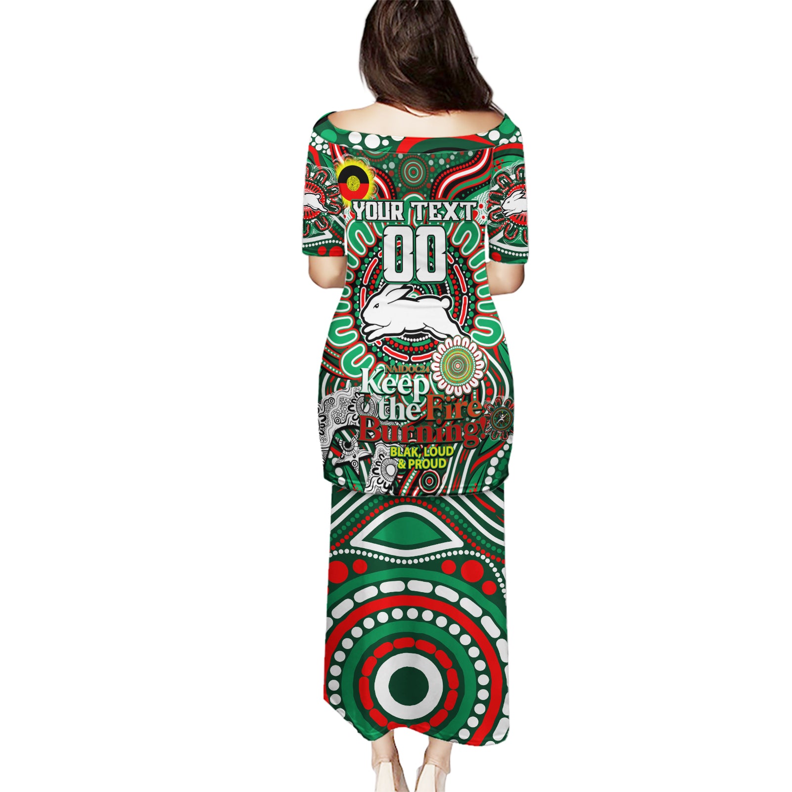 Custom NAIDOC Week 2024 Rabbitohs Puletasi Mascot Rugby DT02