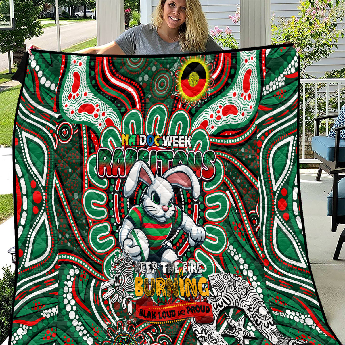 NAIDOC Week 2024 Rabbitohs Quilt Mascot Rugby