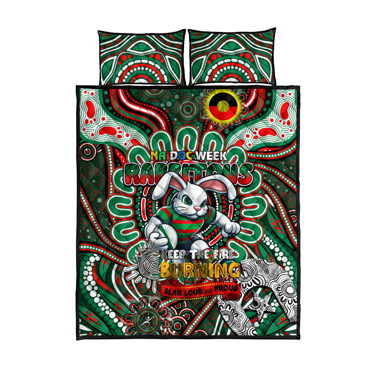 NAIDOC Week 2024 Rabbitohs Quilt Bed Set Mascot Rugby