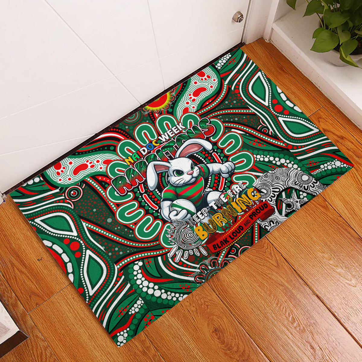 NAIDOC Week 2024 Rabbitohs Rubber Doormat Mascot Rugby