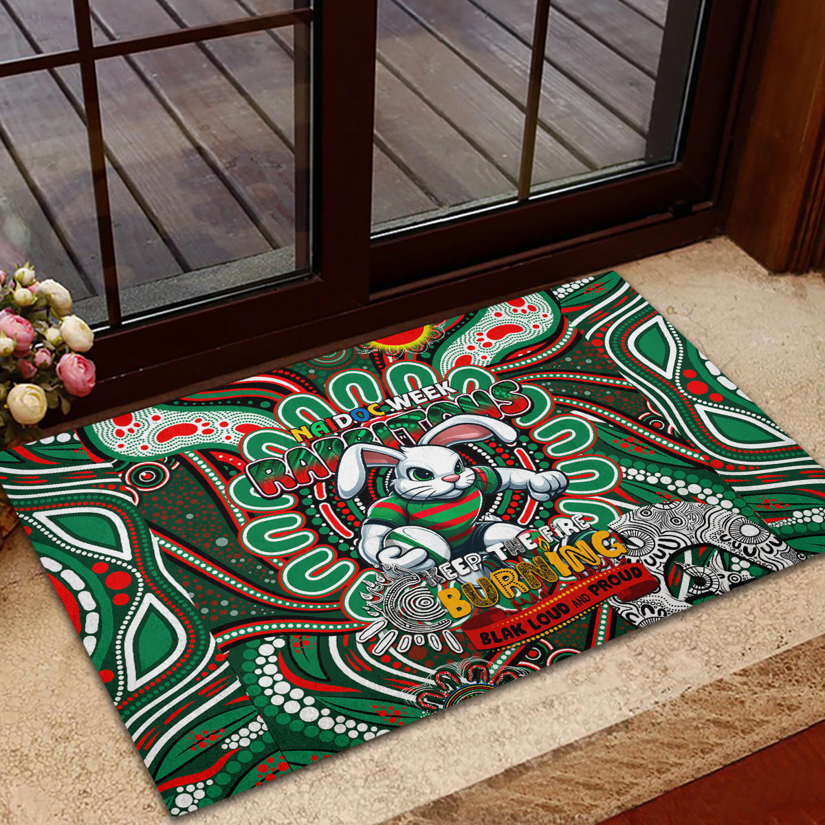 NAIDOC Week 2024 Rabbitohs Rubber Doormat Mascot Rugby