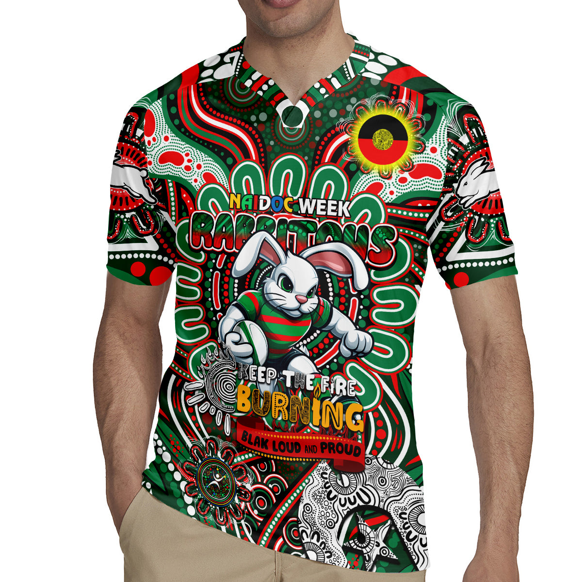 Custom NAIDOC Week 2024 Rabbitohs Rugby Jersey Mascot Rugby DT02