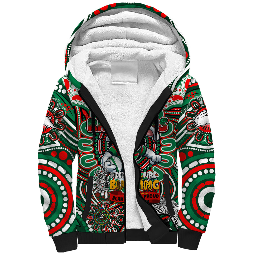 Custom NAIDOC Week 2024 Rabbitohs Sherpa Hoodie Mascot Rugby DT02