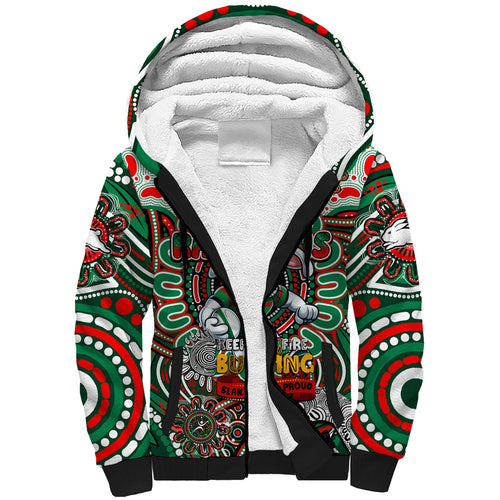 Custom NAIDOC Week 2024 Rabbitohs Sherpa Hoodie Mascot Rugby DT02