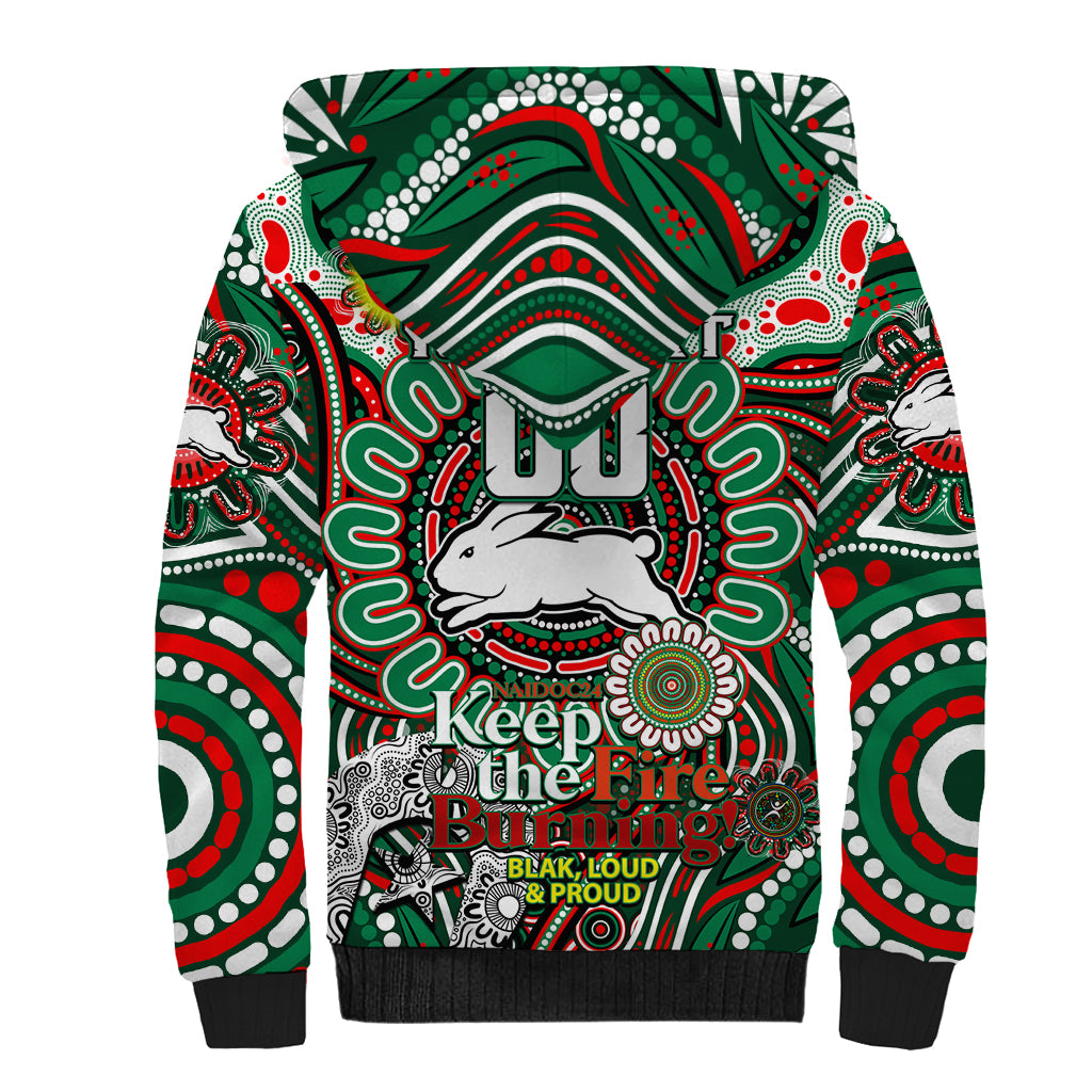 Custom NAIDOC Week 2024 Rabbitohs Sherpa Hoodie Mascot Rugby DT02