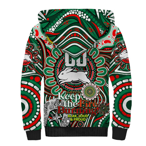 Custom NAIDOC Week 2024 Rabbitohs Sherpa Hoodie Mascot Rugby DT02