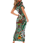 Custom NAIDOC Week 2024 Rabbitohs Short Sleeve Bodycon Dress Mascot Rugby DT02