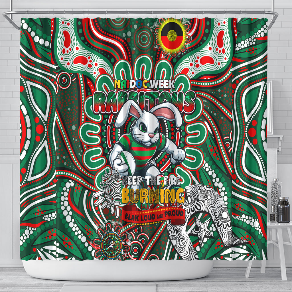 NAIDOC Week 2024 Rabbitohs Shower Curtain Mascot Rugby