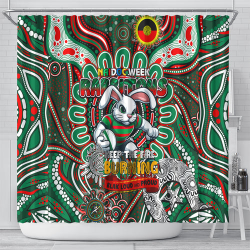 NAIDOC Week 2024 Rabbitohs Shower Curtain Mascot Rugby