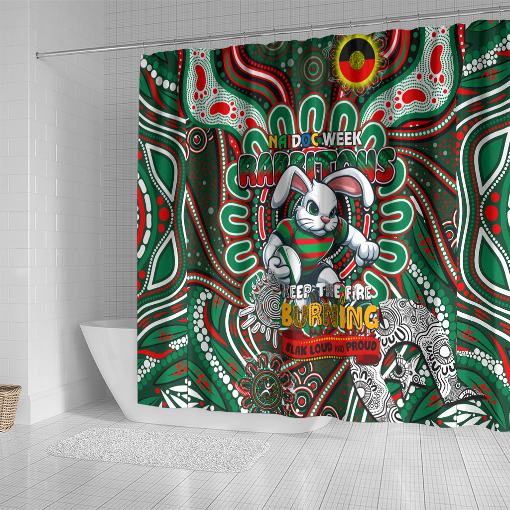 NAIDOC Week 2024 Rabbitohs Shower Curtain Mascot Rugby