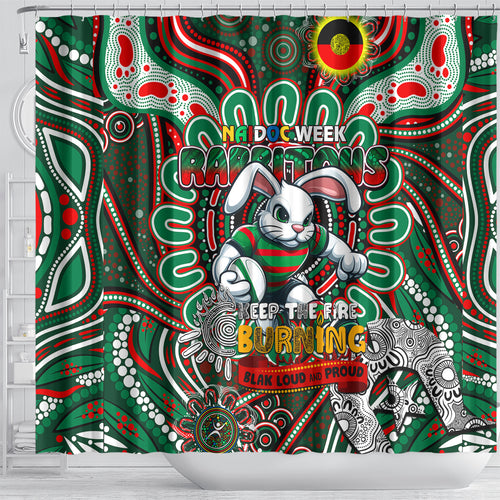 NAIDOC Week 2024 Rabbitohs Shower Curtain Mascot Rugby
