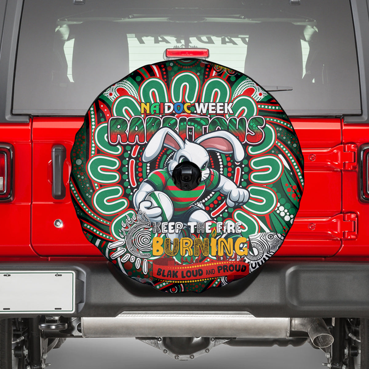 NAIDOC Week 2024 Rabbitohs Spare Tire Cover Mascot Rugby