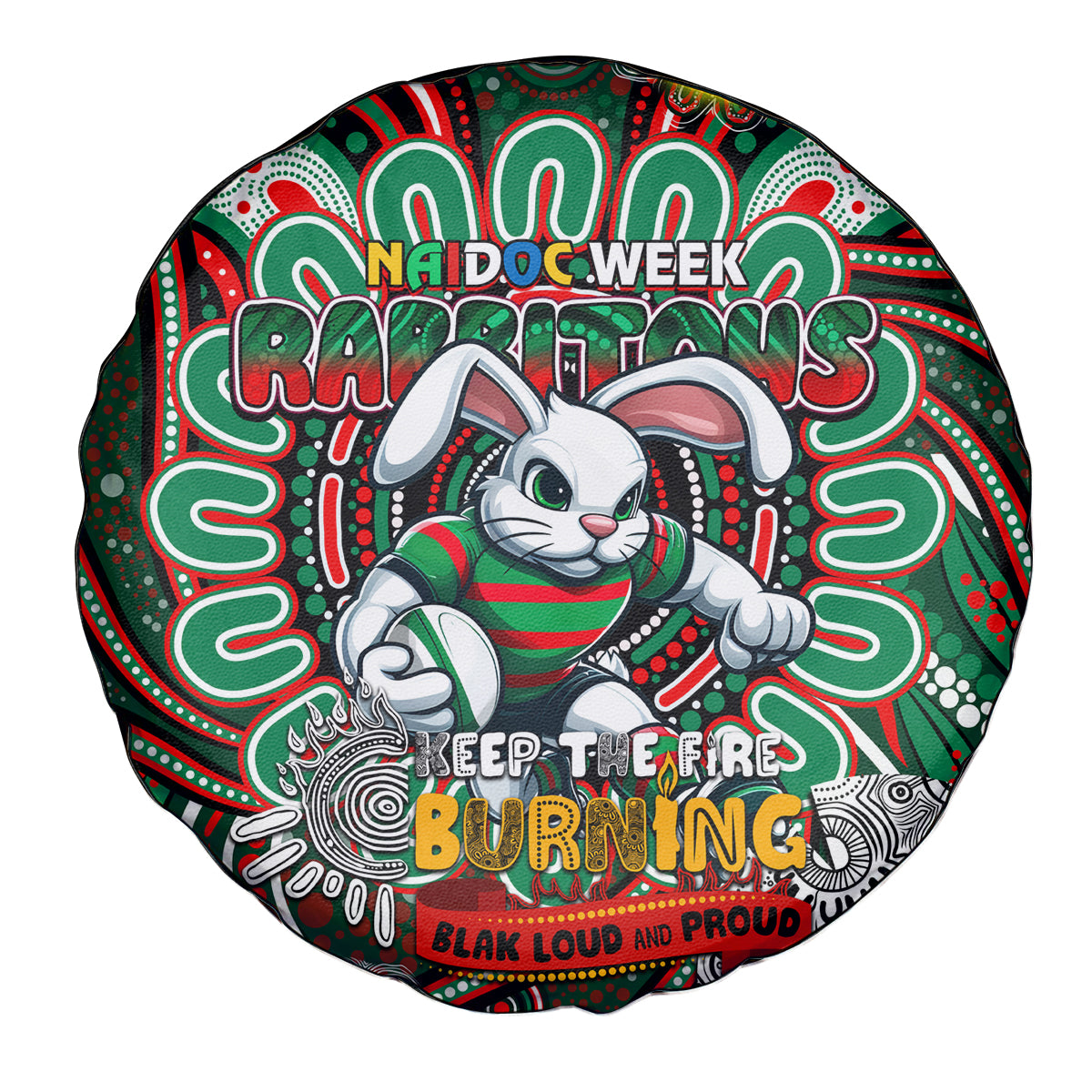 NAIDOC Week 2024 Rabbitohs Spare Tire Cover Mascot Rugby